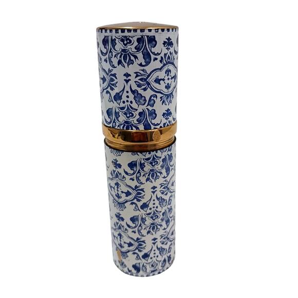 60s Guerlain Shalimar Blue White Canister Enamel EMPTY 3 oz Bottle Spray Vintage - Picture 3 of 13